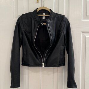 Spanx Faux Leather Cropped Moto Jacket NEW Size XS